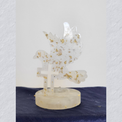 Colombe de Paix – Croix décorative en résine faite main