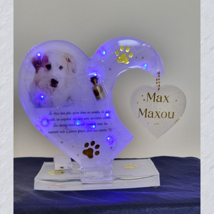 Modèle Prestige – Plaque funéraire personnalisable (Cœur & petit cœur suspendu)