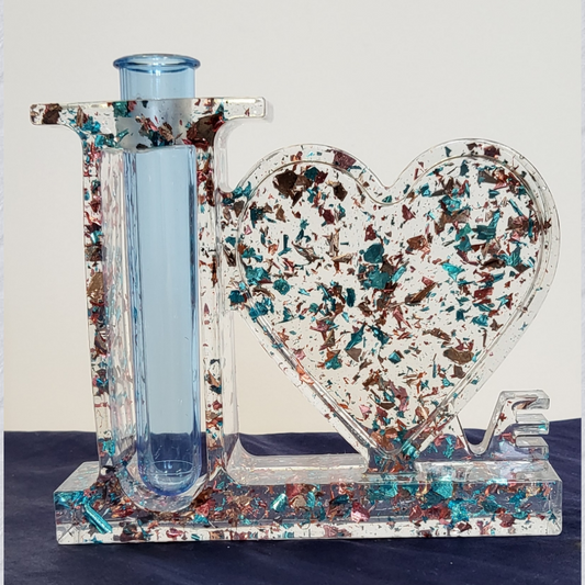 LOVE – Vase décoratif en résine personnalisable (photo possible dans le cœur)